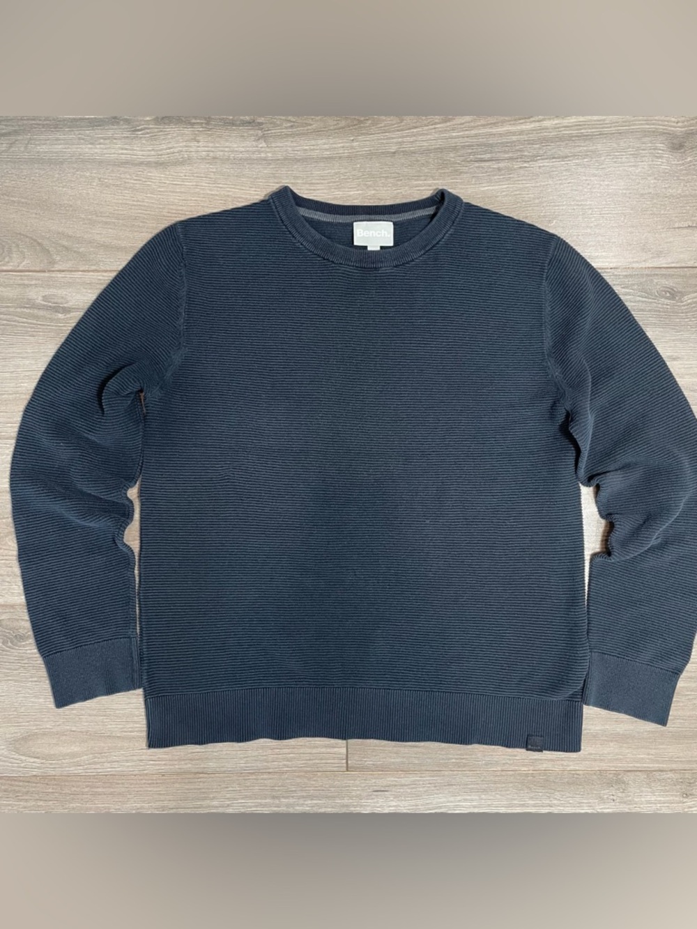 Bench Men's Dark Navy Ribbed Crewneck Sweater